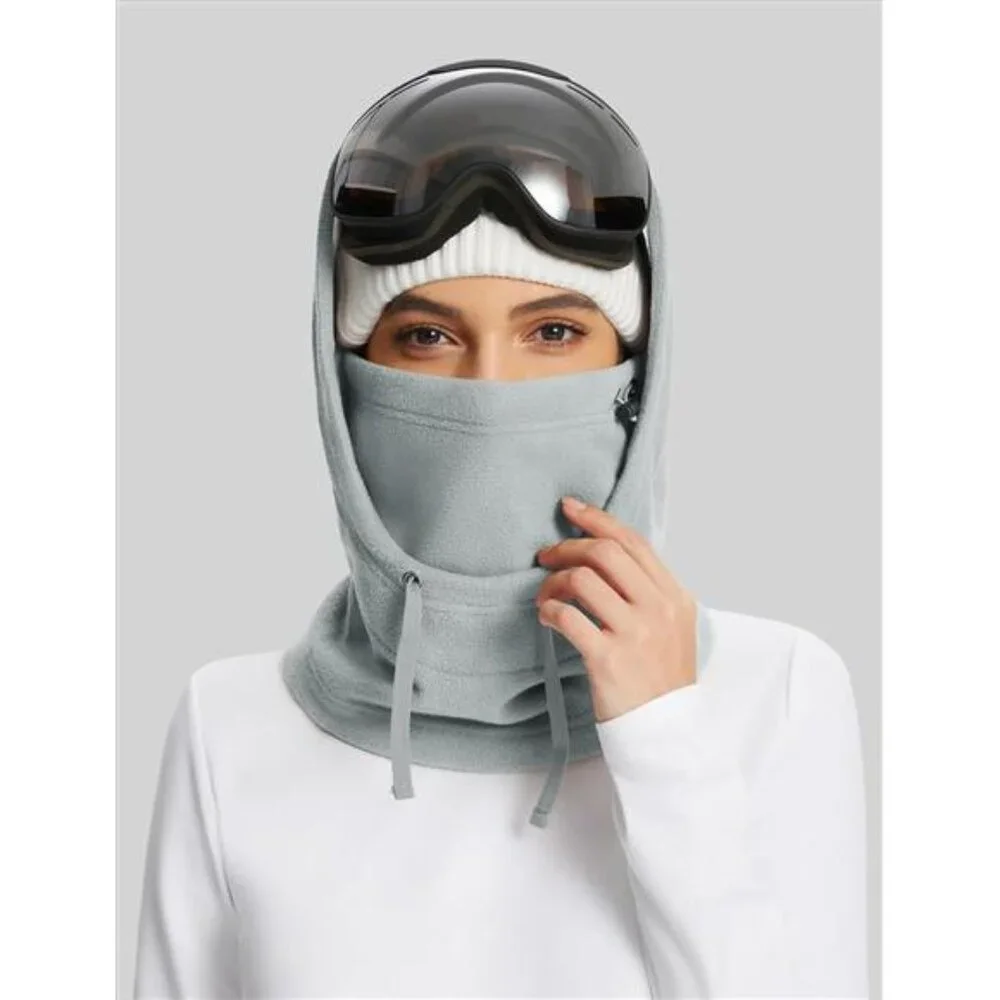 Unisex Fleece Balaclava Face Mask Thermal Ski Mask Face Cover with Hood Scarf